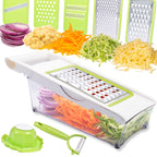NACOLUS Cheese Grater with Container5 In 1 Mandoline Slicer for KitchenMulti Purpose Vegetable Slicer Easy to Clean Potato SlicerCheese ShredderJulienne Slicer and Peeler